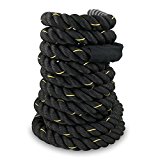 Smartxchoices Black 1.5″ Width Poly Dacron 40ft Length Battle Rope Workout Training Undulation Rope for Fitness, Exercise (1.5” 40ft)