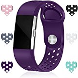 For Fitbit Charge 2 Bands, Wepro Replacement Bands with Air Holes, Small, Plum