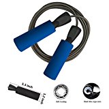 MAXSOINS Professional Adjustable Steel Wire Jump Rope with Carrying Pouch by Fitness Factor Ergonomic,Durable,Easy to Adjust Premium Jump Rope All Heights and Skill Levels,Blue Black