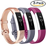 Vancle Fitbit Alta HR Bands and Fitbit Alta bands, Newest Sport Replacement Wristbands with Secure Metal Buckle for Fitbit Alta HR / Fitbit Alta(Rose-Gold gray fuchsia, Small)