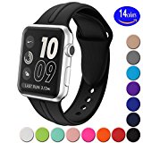 Apple Watch Band Silicone 42mm,Sundo Iwatch Replacement Wrist Strap Bracelet Band for Apple Watch Nike+ Sport Edition Series 1 Series 2 Series 3(Black 42ML)