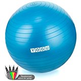 Yogu Stability Exercise Ball 65cm Balance Ball Birthing Ball with Air Pump Anti-Slip & Anti-Burst Supports 2000lbs Great for Yoga Pilates Abdominal Workout Fitness Ball and Office Chair