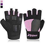 Trideer Womens Weight Lifting Gloves For Callus And Blister Protection, Breathable & Non-slip, Padded Gym Gloves For Powerlifting, Cross Training – Available in Black, Pink, Purple (Pair) …