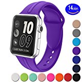 Apple Watch Band Silicone 42mm,Sundo Iwatch Replacement Wrist Strap Bracelet Band for Apple Watch Nike+ Sport Edition Series 1 Series 2 Series 3 (Purple 42ML)
