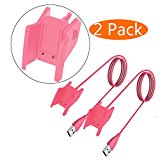 Fitbit Alta HR Charger, KingAcc Replacement USB Charging Cable Cord Charger Cradle Dock Adapter for Fitbit Alta HR, Fitness Tracker Wristband Smart Watch (3Foot/1meter, 2-Pack, Rose)
