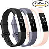 Vancle Fitbit Alta HR Bands and Fitbit Alta bands, Newest Sport Replacement Wristbands with Secure Metal Buckle for Fitbit Alta HR / Fitbit Alta(black gray blush-pink, Small)
