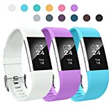 Fitbit Charge 2 Bands Small,AIUNIT Fitbit Charge 2 Accessories Replacement Bands Stylish to Coordinate with Daily Outfits Suitable for Women Men Boys Girls(Purple,White,Blue)
