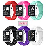 Apple watch Silicone band 38mm,6 Pack Sport Wrist Strap Bracelet Band Replacement for Apple Watch Nike+ Sport Edition Series 2 Series 1(6Pack 2# 38 SM)