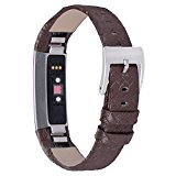 For Fitbit Alta Bands/Fitbit Alta HR Bands, Genuine Leather Replacement Bands for Fitbit Alta/Fitbit Alta HR Weave Coffee