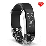 Fitness Tracker, Waterproof Activity Tracker Heart Rate Monitor Bluetooth Smart Watch Bracelet Wristband Sleep Monitor Pedometer with Replacement Strap for Android and IOS Smartphone (black-blue)