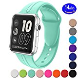 Apple Watch Band Silicone 38mm,Sundo Replacement Wrist Strap Bracelet Band for Apple Watch Iwatch Nike+ Sport Edition Series 3 Series 2 Series 1(Mint Green 38 SM)