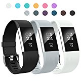Fitbit Charge 2 Bands Small,AIUNIT Fitbit Charge 2 Accessories Replacement Bands Stylish to Coordinate with Daily Outfits Suitable for Women Men Boys Girls(Black,White,Gray)