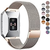 Fitbit Ionic Bands, hooroor Fully Magnetic Closure Clasp Mesh Loop Milanese Stainless Steel Ionic Band for Fitbit Ionic Smartwatch (Champagne Small)