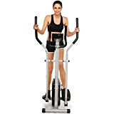 shaofu Magnetic Control Mute Elliptical Trainer with LCD Monitor & Pulse Rate Grips | Home Office Fitness Workout Machine (Black)