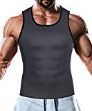 Comery Men Waist Trainer Corset Vest For Weight Loss Hot Neoprene Body Shaper Tank Top Sauna Suit Shirt No Zip Trimmer (S, Black and Bule Inner Sauna Sweat Suits)