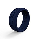 QALO Men’s Navy Blue Step Edge Chevron Q2X Silicone Ring, Size 9