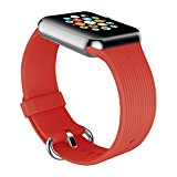 Youther for Apple Watch Bands, Soft Silicone Strap Replacement Wristbands for Apple Watch Sport Series 3 Series 2 Series 1 38mm Red