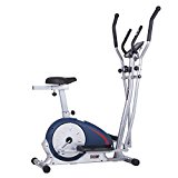 Elliptical Trainer and Exercise Bike with Seat and Heart Rate Pulse Sensors Dual Trainer Cardio Upper and Lower Full Body Workout Multi Trainer