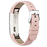 For Fitbit Alta Bands/Fitbit Alta HR Bands, Genuine Leather Replacement Bands for Fitbit Alta/Fitbit Alta HR Pink