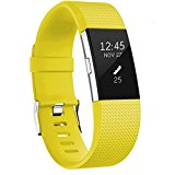 Wishesport For Fitbit Charge 2 Bands Special edition Replacement Bands Accessory Sport Bands Strap for Charge 2 HR Fitness dot L Yellow