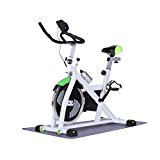 URSTAR Indoor Fitness Cycle Bike Exercise Bike with Computer Monitor and Heart Pulse Sensors (White)