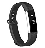 Fitbit Alta Bands, Fundro Soft Silicone Replacement Classic Bands Available in Varied Colors with Secure Buckle for Fitbit Alta HR and Fitbit Alta (1-Pack Black, Small (6.3″-7.5″))