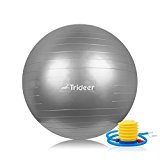 Exercise Ball, EXTRA THICK Yoga Ball Chair, Anti-Burst Heavy Duty Stability Ball Supports 2200lbs, Birthing Ball with Quick Pump (Bright Silver, 75cm)