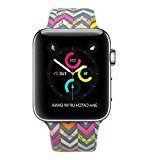 Floraler Sport Band for Apple Watch 38mm, Soft Silicone Strap Replacement Wristbands for Apple Watch Sport Series 3 Series 2 Series 1(Floral-17 38 S/M)