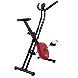 Goplus Exercise Bike Magnetic Resistance Upright Folding Bicycle Cardio Workout Cycle Fitness Stationary for Home (Red)