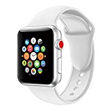 Youther For Apple Watch Bands, Soft Silicone Strap Replacement Wristbands for Apple Watch Sport Series 3 Series 2 Series 1 White 42mm S/M