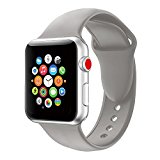 Youther for Apple Watch Bands, Soft Silicone Strap Replacement Wristbands for Apple Watch Sport Series 3 Series 2 Series 1 Dark Gray 38mm S/M