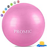 PROMIC Professional Grade Static Strength Exercise Stability Balance Ball with Foot Bump,55cm,Pink