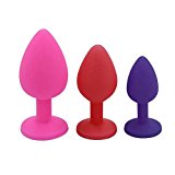 ZLOSKW 3 Pcs 3 Size A-n-a-l P-l-u-g-s, Super Unique Exciting Stimulation Waterproof Massager Silicone Jeweled G-spot A-n-a-l P-l-u-g-s Butt Trainer Toys for You And Your Lover (Mulricolor)