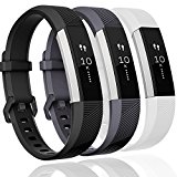 Geak Fitbit Alta HR Bands,Alta Replacement Bands for Women, Fit for Fitbit Alta HR and Fit bit Alta,Black White Gray,Large,3-Pack Large Bands