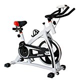 Homgrace Indoor Cycling Training Exercise Bike, Cycle bike, Stationary Bike, 33lb Flywheel with Adjustable Friction Resistance (White)