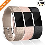 GEAK Fitbit Charge 2 Bands,Replacement Accessories for Fit bit Charge2,3-Pack,Small,Black Champagne Pink