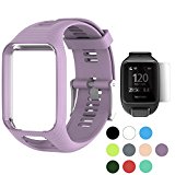 TUSITA WristBand for TomTom Runner 2 3/Spark/Spark 3/Golfer 2/Adventurer, Replacement Silicone Band Strap Accessory (Purple)