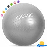 PROMIC Professional Grade Static Strength Exercise Stability Balance Ball with Foot Bump,85cm,Silver