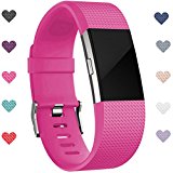 Wepro Fitbit Charge 2 Bands, Replacement Bands For Fitbit Charge 2 HR, Buckle, Large, Rose Pink