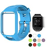 TUSITA WristBand for TomTom Runner 2 3/Spark/Spark 3/Golfer 2/Adventurer, Replacement Silicone Band Strap Accessory (Blue)