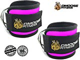 DMoose Fitness Ankle Straps for Cable Machines – Stainless Steel Double D-Ring, Adjustable Comfort fit Neoprene, Glute & Leg Workouts – For Men & Women (Magenta, Pair)
