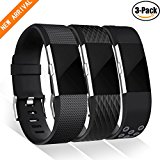 GEAK Fitbit Charge 2 Bands Large Black Series 3-Pack