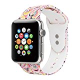 Floraler Sport Band for Apple Watch 38mm, Soft Silicone Strap Wristbands for Apple Watch Sport Series 3 Series 2 Series 1(Floral-1 38 S/M)