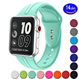 Sundo Apple Watch Band Silicone 38mm 42mm, Iwatch Replacement Wrist Strap Bracelet Band for Apple Watch Nike+ Sport Edition Series 1 Series 2 Series 3（Mint Green 42mm S/M）