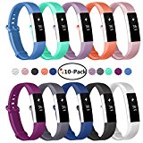 Fundro Fitbit Alta Bands, Soft Silicone Replacement Classic Bands Available in Varied Colors with Secure Buckle for Fitbit Alta HR and Fitbit Alta (A# 10-Pack, Large (7.1″-8.3″))