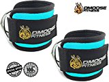 DMoose Fitness Ankle Straps for Cable Machines – Stainless Steel Double D-Ring, Adjustable Comfort fit Neoprene, Glute & Leg Workouts – For Men & Women (Cyan, Pair)