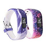 BeneStellar 12 Colors Garmin Vivofit JR Bands With Secure Watch Clasp, Silicone Replacement Bands for Garmin Vivofit JR （for Kids） (2-Pack Universe)
