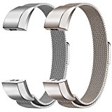Oitom Fitbit Alta HR Accessory Bands and Fitbit Alta Band, (2 Size) Large 6.7″-9.3″ Small 5.1″-6.7″ (10 Color) Silver Black Rose Gold Pink Blue Brown Rainbow (2 Pack Silver+Champagne, Large 6.7″-9.3″)
