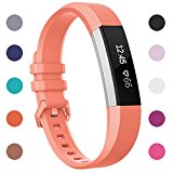 For Fitbit Alta HR and Alta Bands, Henoda Accessory Soft Silicone Replacement Wristband with Secure Metal Buckle Clasp for Fitbit Alta HR Sport Smart Watch 12 Color (Orange, Small)