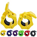Greententljs 1 Inch Barbell Clamps Clip Quick Release Locking Barbells Pro Workout Professional Weight Collar Clips Lock 1” Diameter Standard Bar for Weightlifting Fitness Training (Yellow)